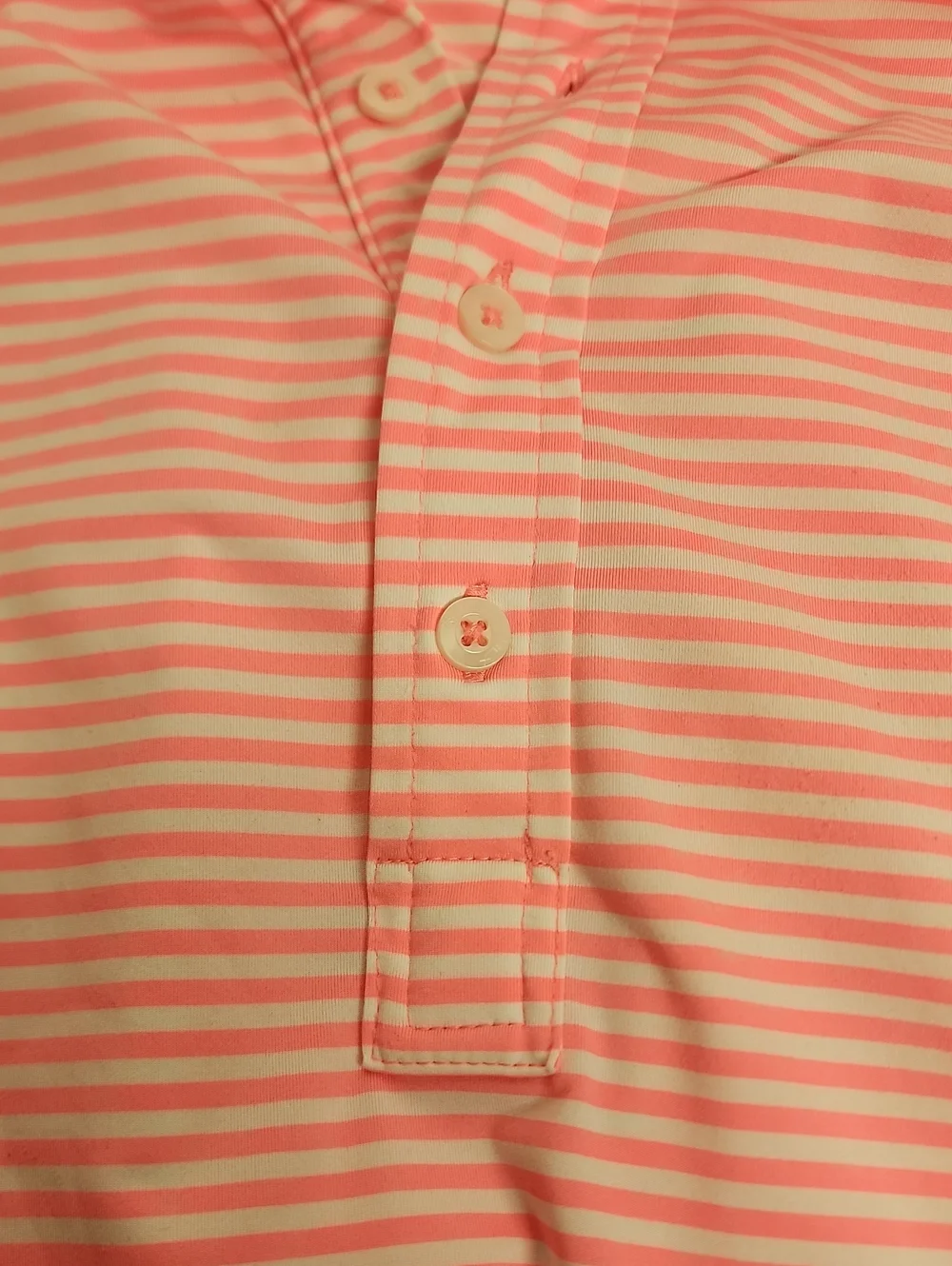 Ralph Lauren RLX Coral Pink & White Striped Polo GOLF Size L Trendy& Comfortable